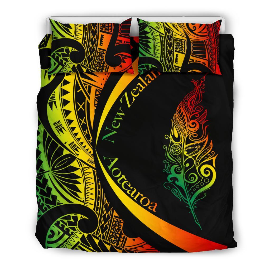 Light Silver Fern Maori Bedding Set Circle Style, Rasta - Vibe Hoodie Shop
