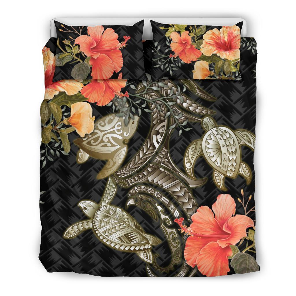 Turtle Mix Hibiscus Bedding Set Polynesian - Vibe Hoodie Shop