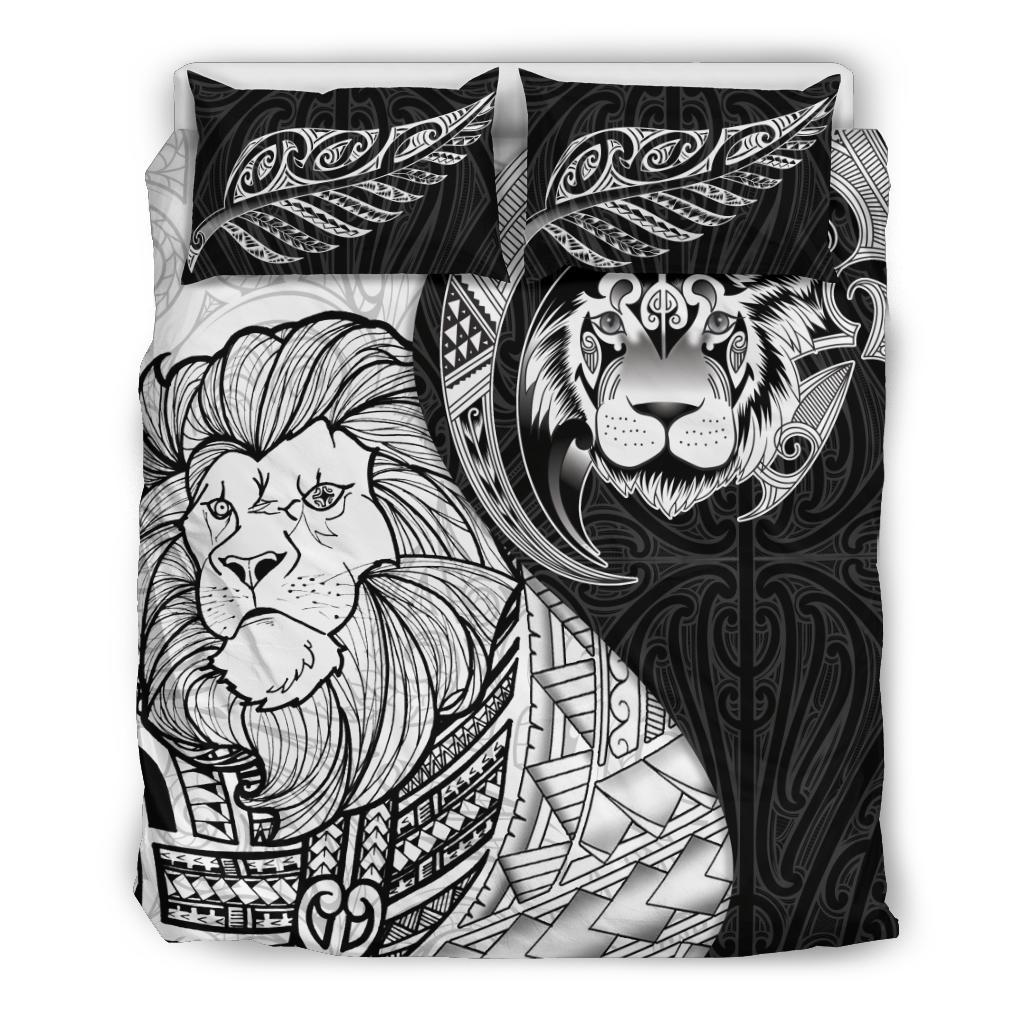 Lion Maori Tattoo, Silver Fern Bedding Set - Vibe Hoodie Shop