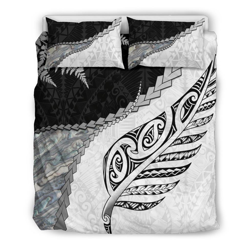 Paua Shell Maori Silver Fern Bedding Set - Vibe Hoodie Shop