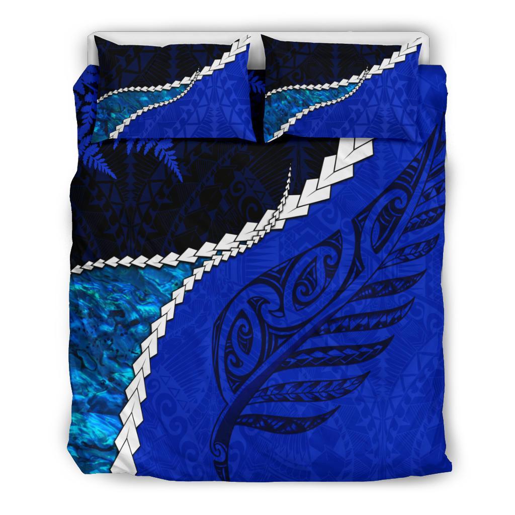 Paua Shell Maori Silver Fern Bedding Set, Cobalt - Vibe Hoodie Shop