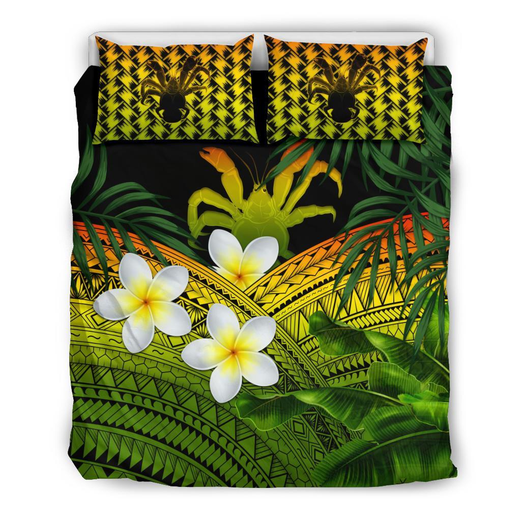 Niue Bedding Set, Polynesian Plumeria Banana Leaves Reggae - Vibe Hoodie Shop