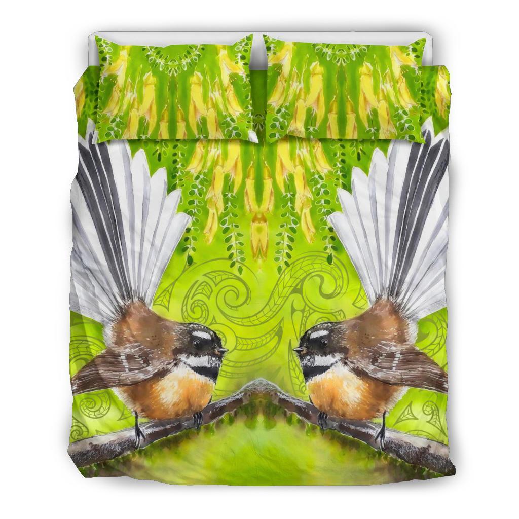 Fantail On Kowhai Bedding Set - Vibe Hoodie Shop