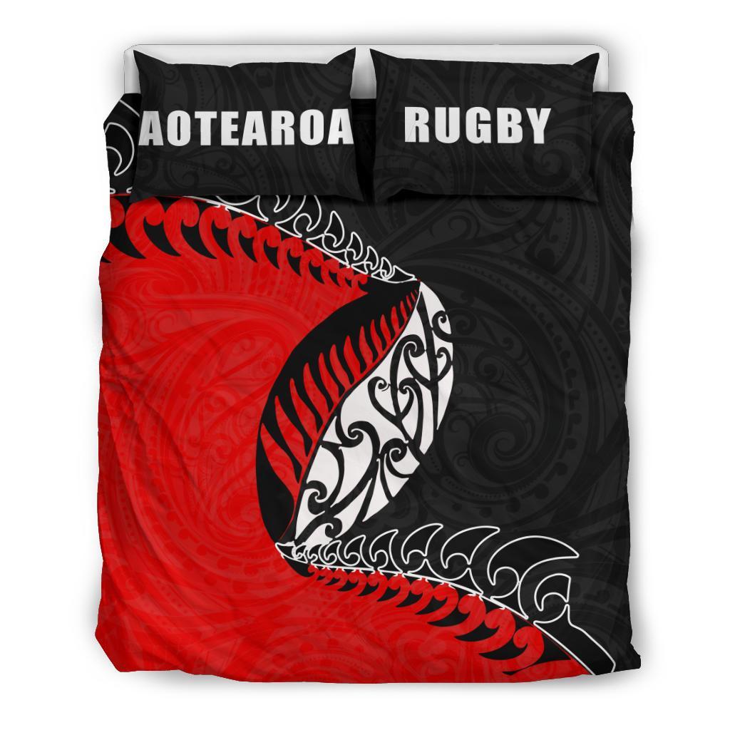 Aotearoa Rugby Fern Bedding Set Red - Vibe Hoodie Shop