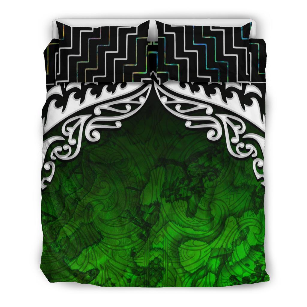 New Zealand Maori Silver Fern Poutama Bedding Set - Vibe Hoodie Shop