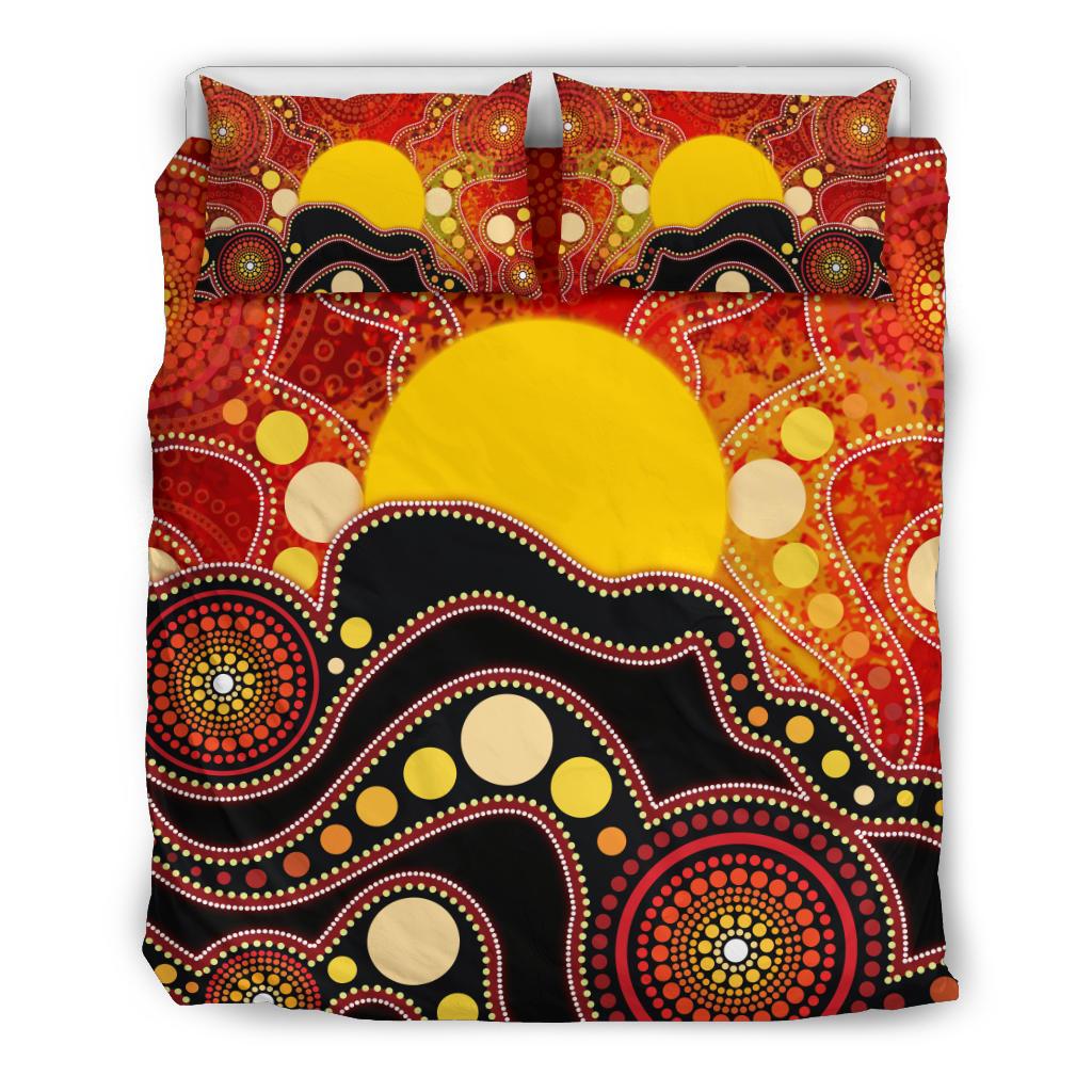 Aboriginal Bedding Set, Aboriginal Lives Matter Flag Dot Painting Art - Vibe Hoodie Shop