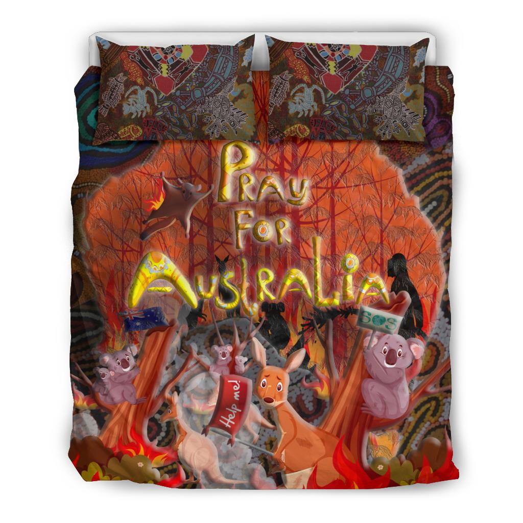 Pray For Australia Bedding Set - Aboriginal Pattern - Love Australia - Vibe Hoodie Shop