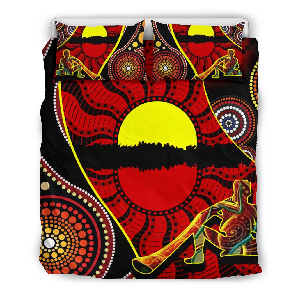 Bedding Set - Australia Aboriginal Dots With Didgeridoo - Vibe Hoodie Shop