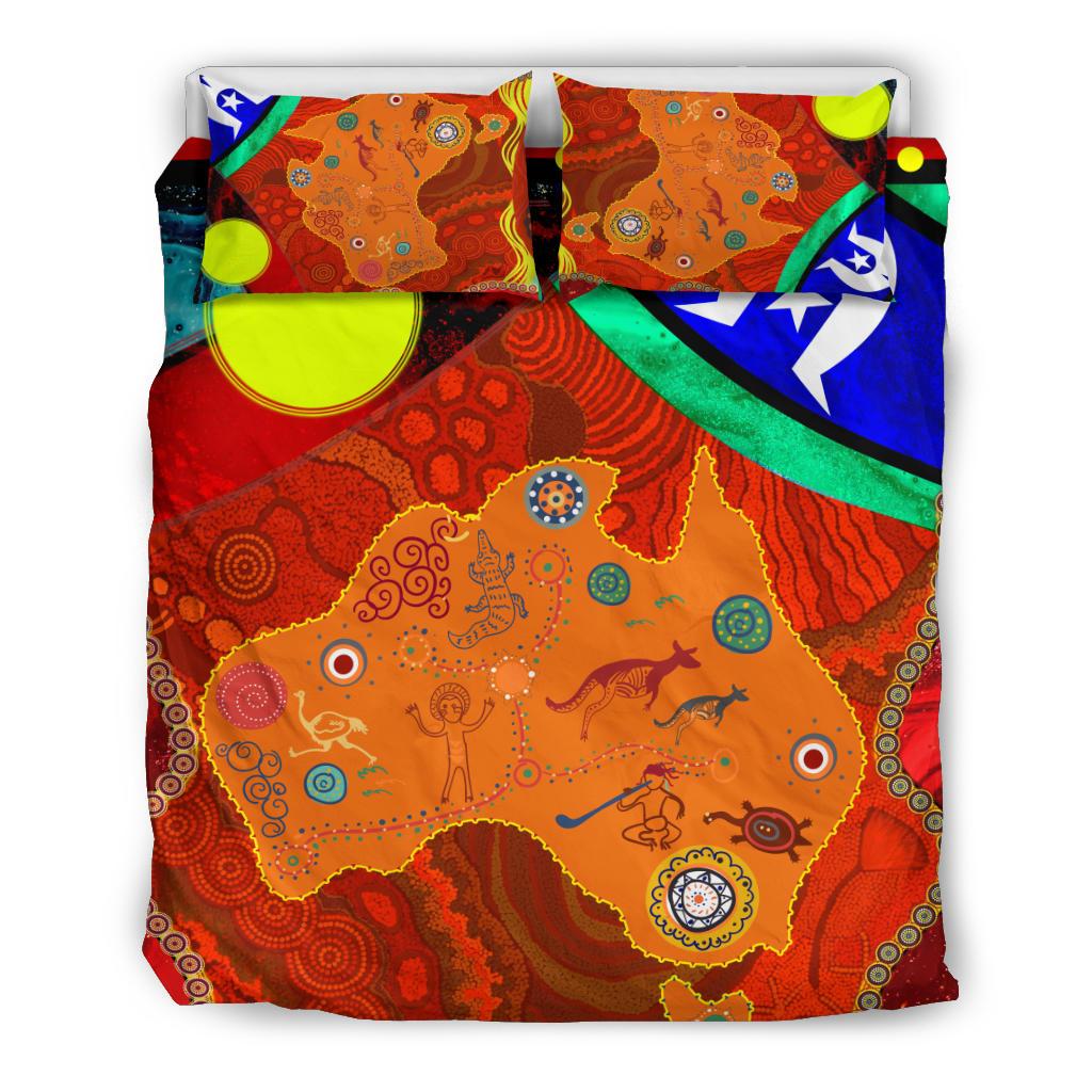 Bedding Set - Australia Map Aboriginal Patterns - Vibe Hoodie Shop