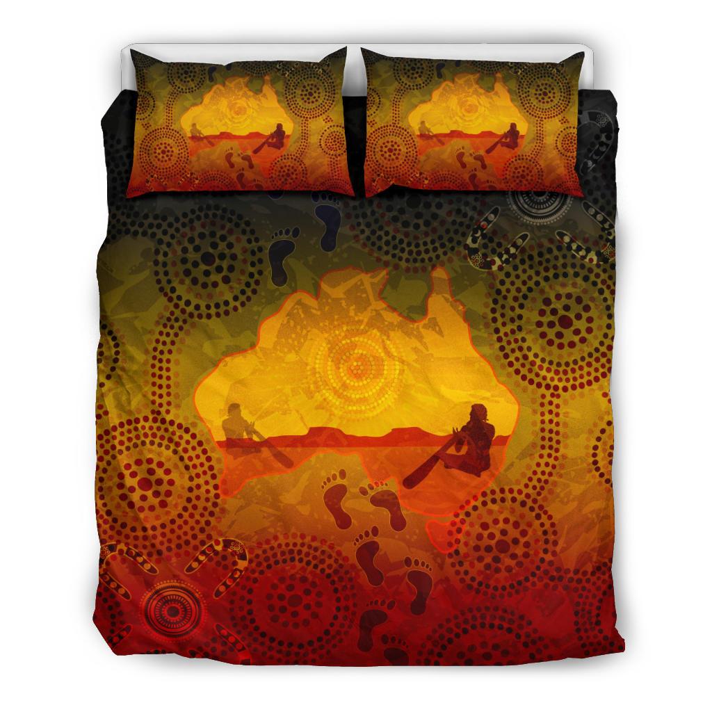 Aboriginal Bedding Set, Australian Map with Indigenous Color - Vibe Hoodie Shop