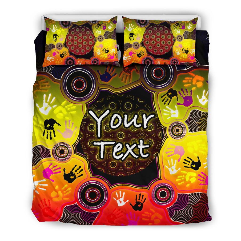 Custom Aboriginal Bedding Set, Indigenous Circle Dot Painting Hand Art - Vibe Hoodie Shop