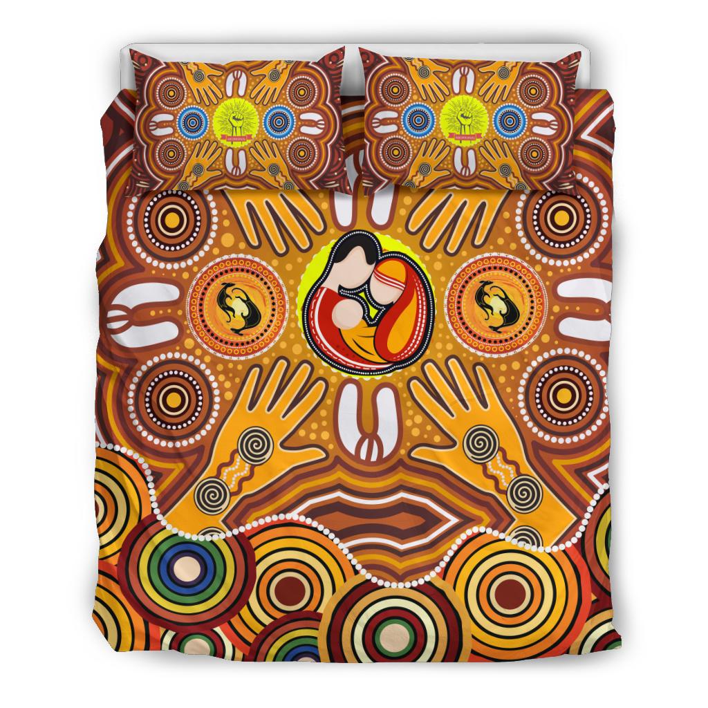 Bedding Sets - Aboriginal Family with Dot Painting - Vibe Hoodie Shop