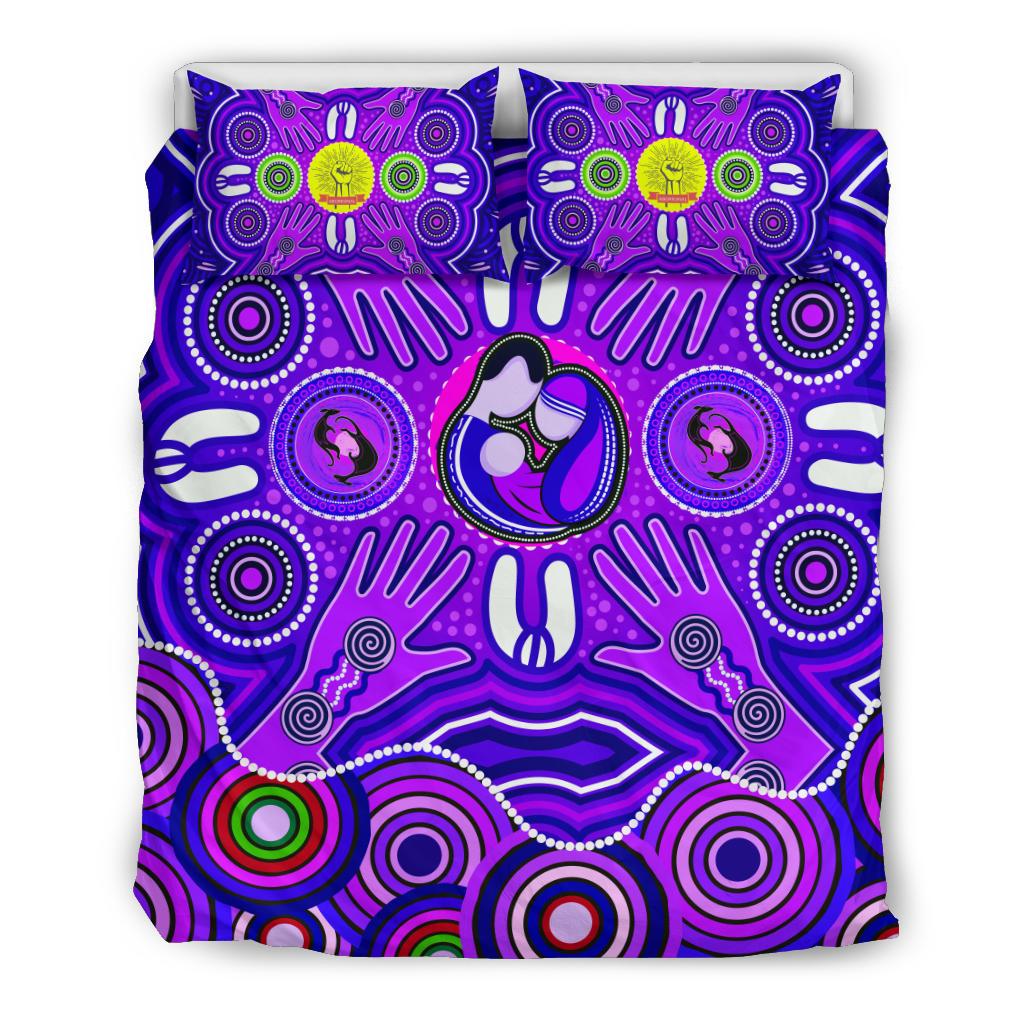 Bedding Set - Aboriginal Family With Dot Painting art - Vibe Hoodie Shop