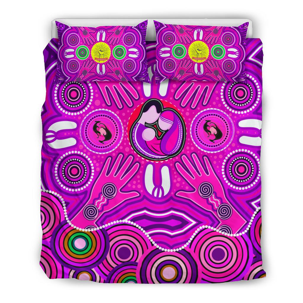 Bedding Set - Aboriginal Family With Dot Painting art - Vibe Hoodie Shop