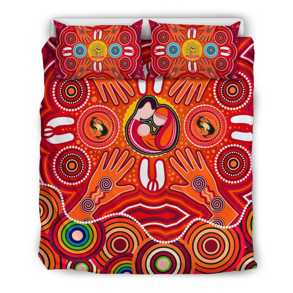 Bedding Sets - Aboriginal Family With Dot Painting art - Vibe Hoodie Shop