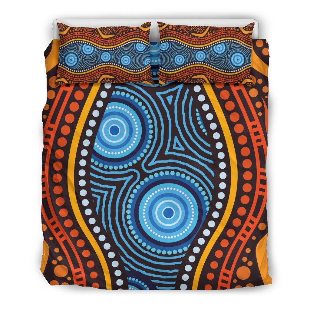 Aboriginal Bedding Set - Boomerang Circle Dot Painting Art Ver01 - Vibe Hoodie Shop