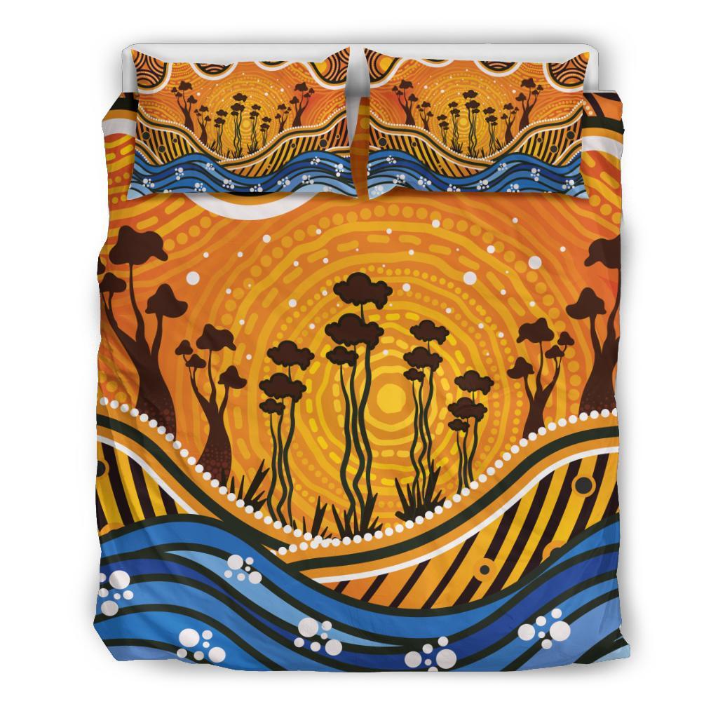 Aboriginal Bedding Set - Boab Tree Dot Painting Art Vero2 - Vibe Hoodie Shop