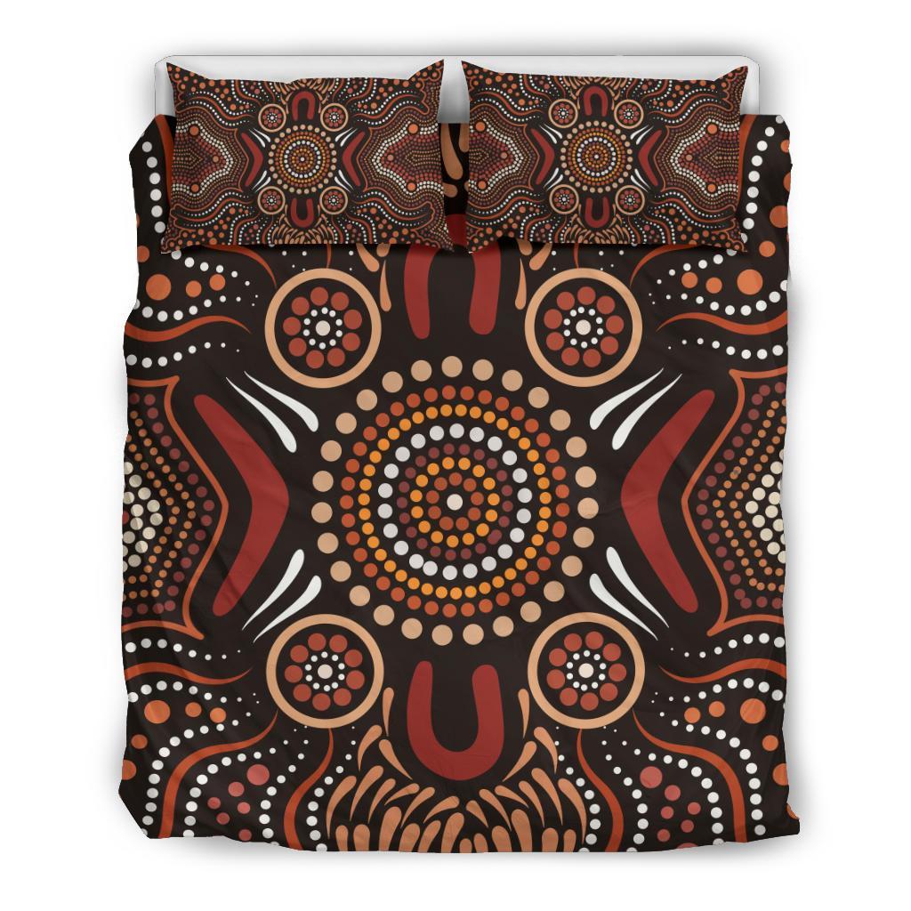 Aboriginal Bedding Set - Boomerang Circle Dot Painting Art Ver02 - Vibe Hoodie Shop