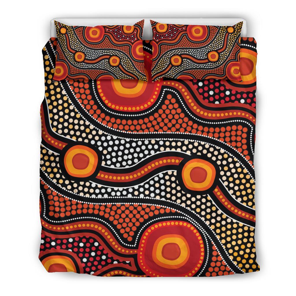 Aboriginal Bedding Set - Landscape Circle Dot Painting Art - Vibe Hoodie Shop