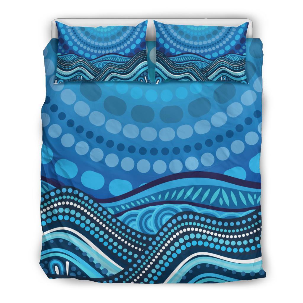 Aboriginal Bedding Set - Blue Circle ABoriginal Art - Vibe Hoodie Shop