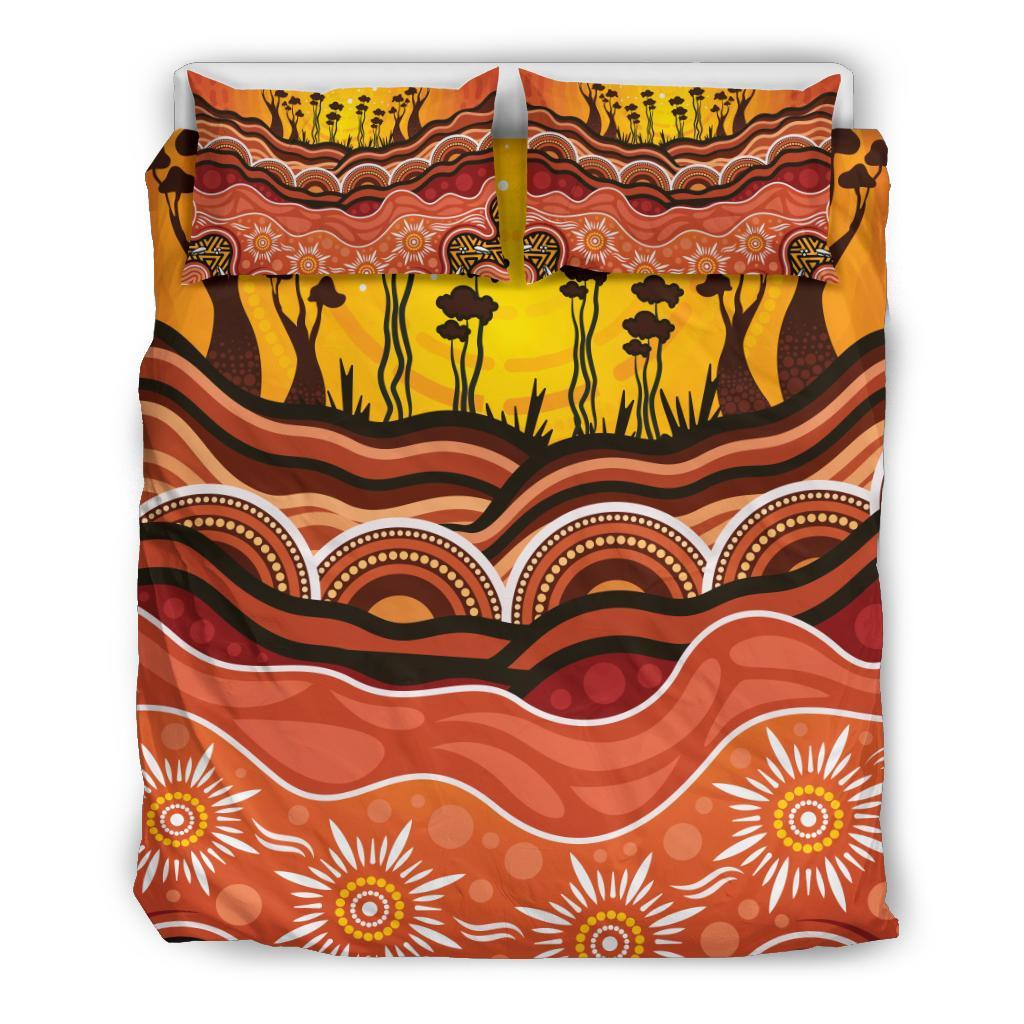 Aboriginal Bedding Set - Boab Tree Dot Painting Ver01 - Vibe Hoodie Shop