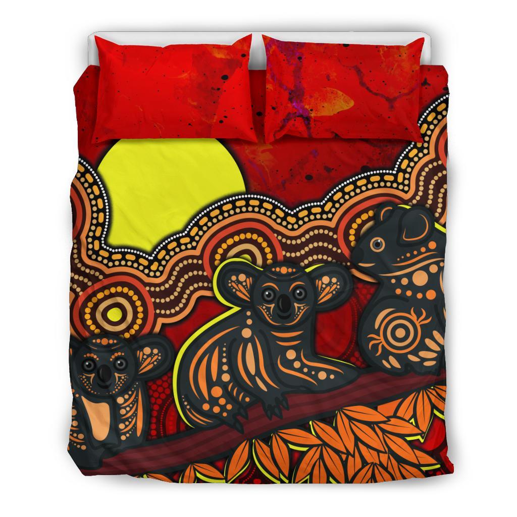 Aboriginal Bedding Set - Australian Indigenous Koala - Vibe Hoodie Shop