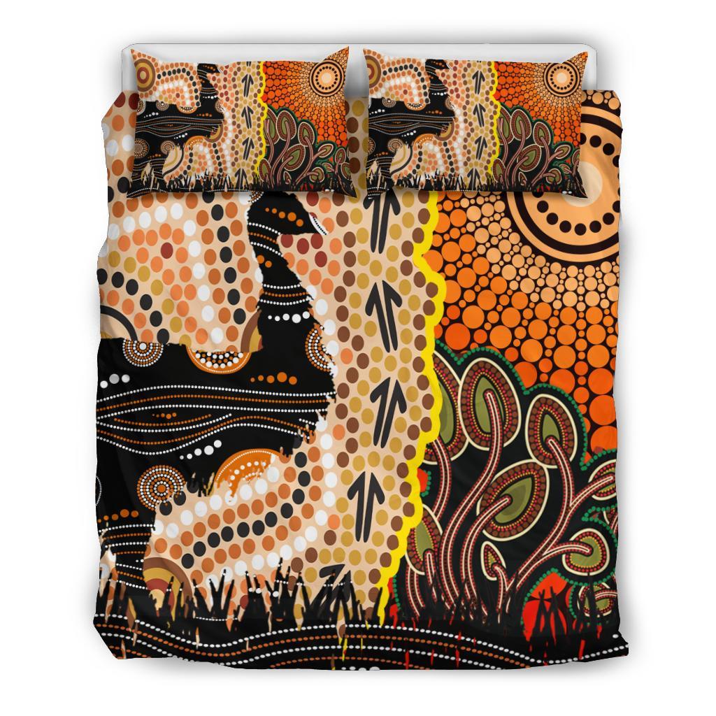 Bedding Set - Australian Aboriginal Sun and Emu - Vibe Hoodie Shop