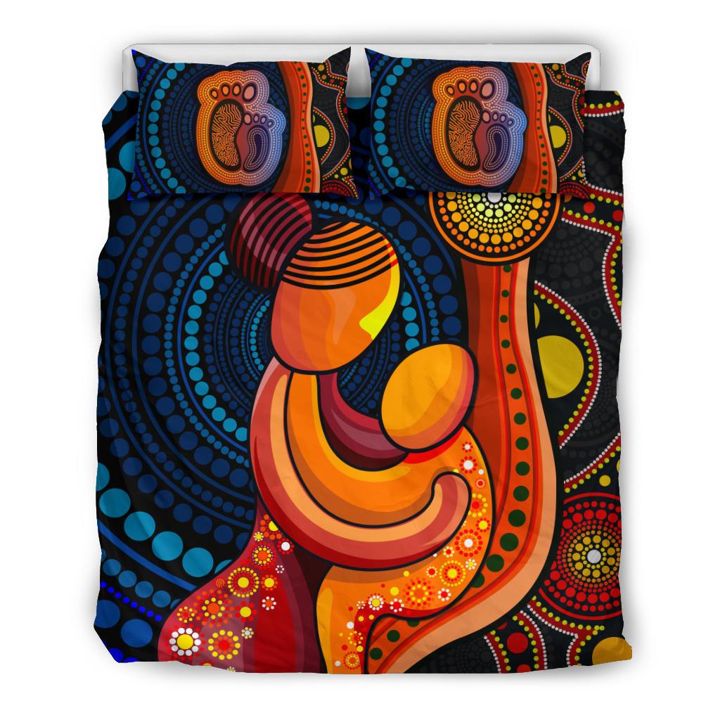 Bedding Set - Aboriginal Mother And Son - Vibe Hoodie Shop