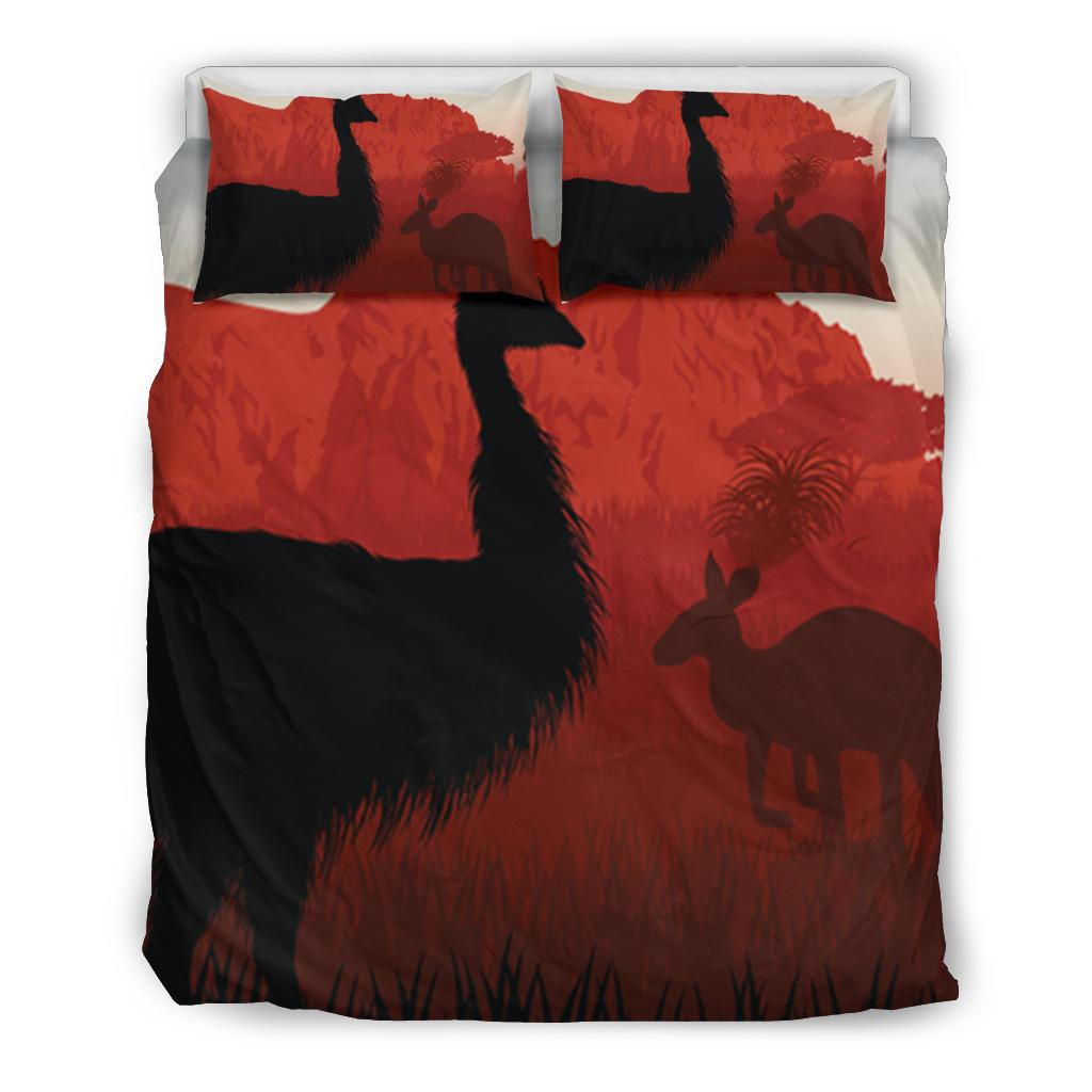 Bedding Set - Australian Nature with Emu and Kangaroo - Vibe Hoodie Shop