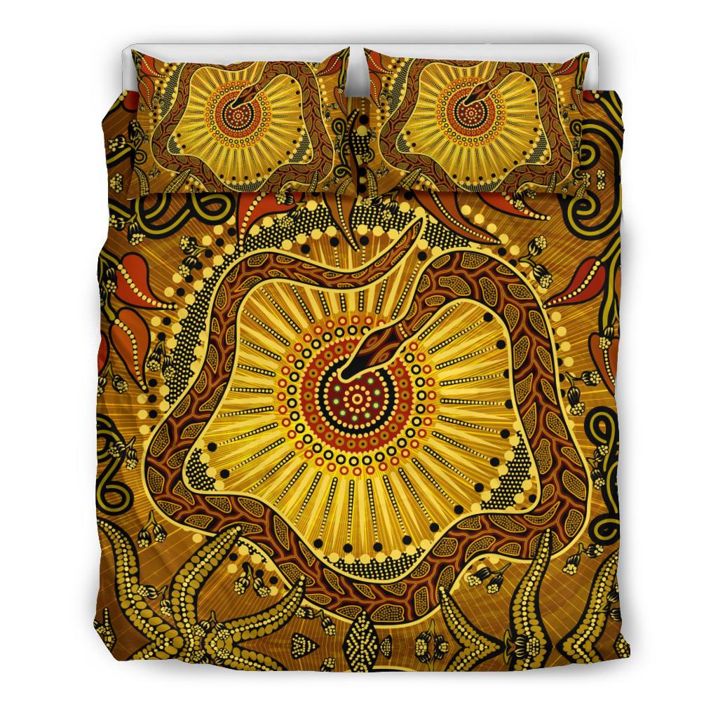 Bedding Set - Australian Aboriginal Snake - Rainbow Serpent - Vibe Hoodie Shop