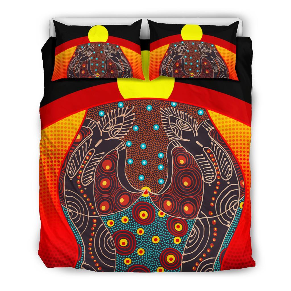 Bedding Set - Aboriginal Sublimation Dot Pattern Style (Red) - Vibe Hoodie Shop