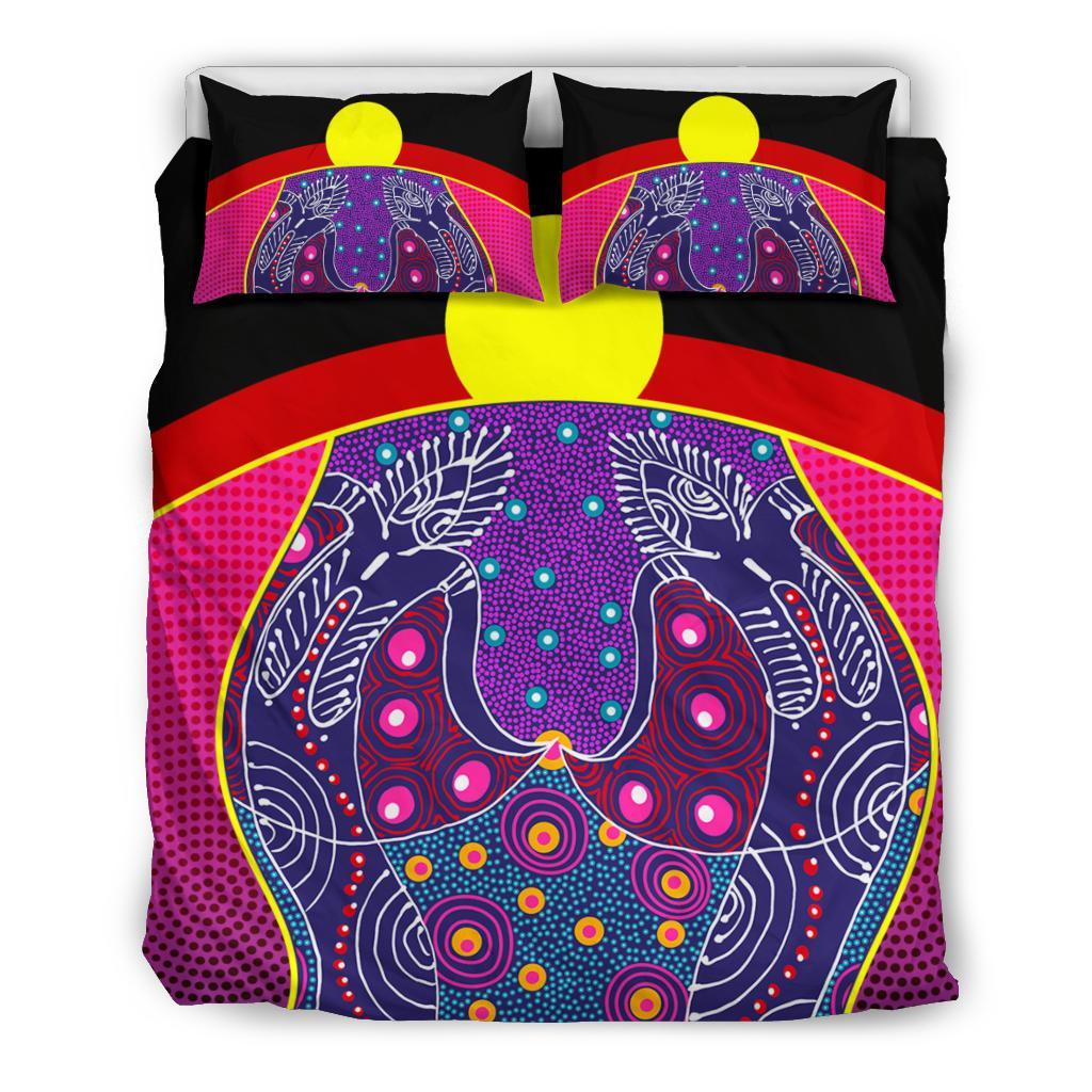 Bedding Set - Aboriginal Sublimation Dot Pattern Style (Violet) - Vibe Hoodie Shop