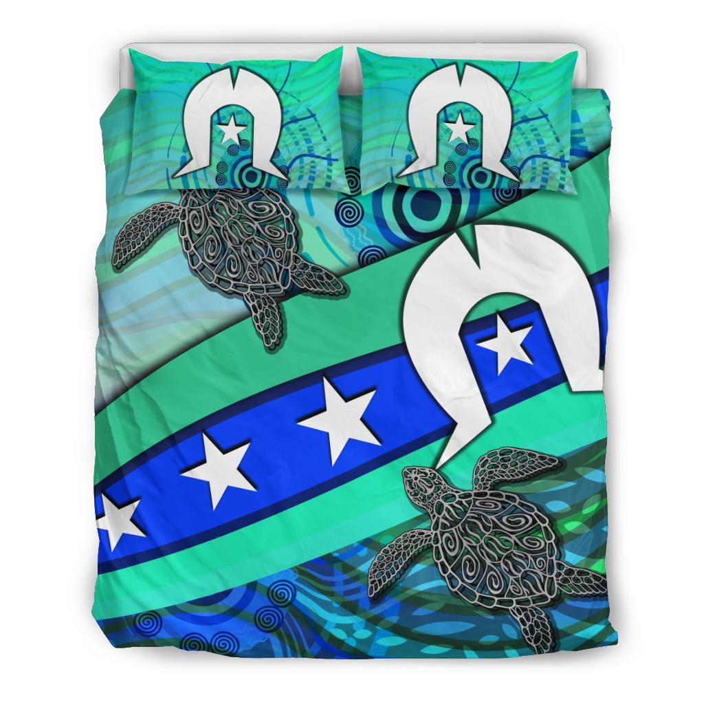 Bedding Set - Torres Strait Flag And Turtle - Vibe Hoodie Shop