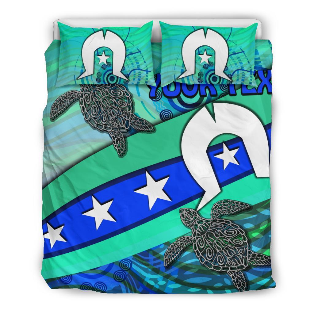 Personalised Bedding Set - Torres Strait Flag And Turtle - Vibe Hoodie Shop