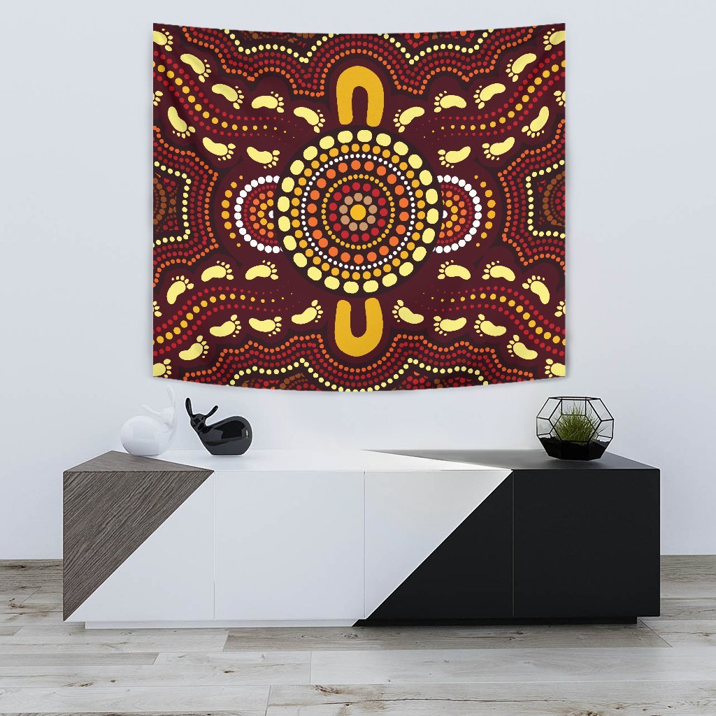 Aboriginal Tapestry, Indigenous Circle Footprint - Vibe Hoodie Shop