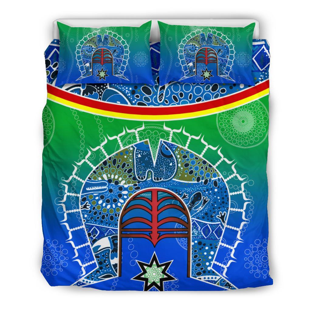 Bedding Set - Torres Strait Symbol With Aboriginal Patterns - Vibe Hoodie Shop