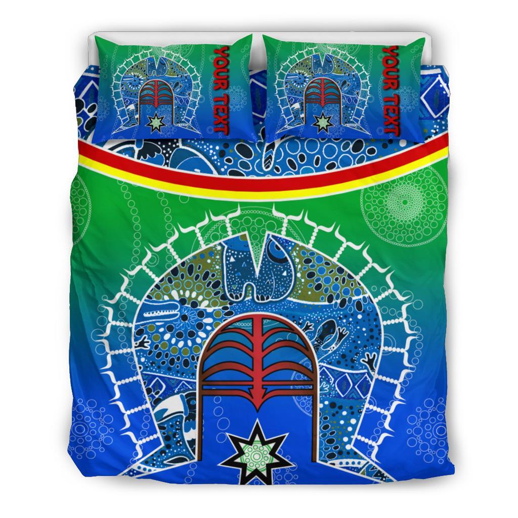 Personalised Bedding Set - Torres Strait Symbol With Aboriginal Patterns - Vibe Hoodie Shop