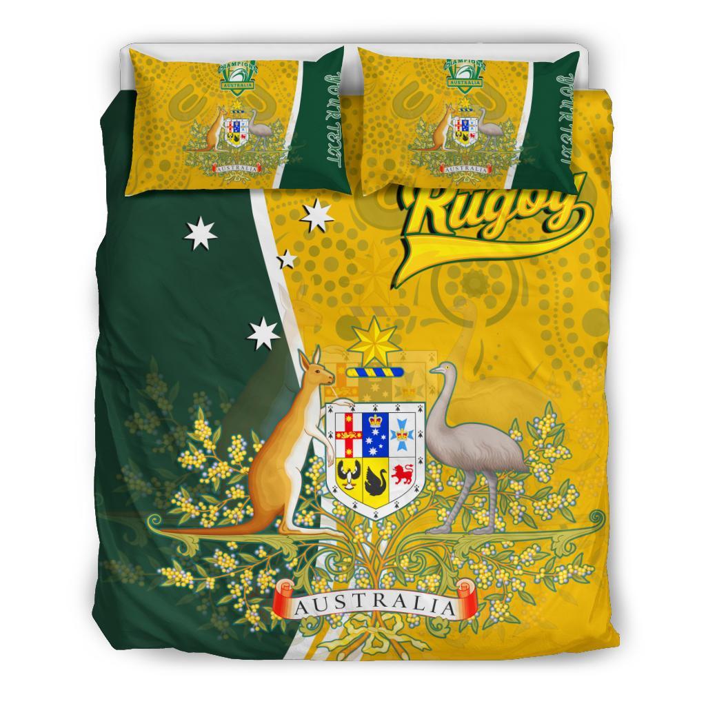 Personalised Bedding Set - Australia Coat Of Arm In Rugby Style - Vibe Hoodie Shop