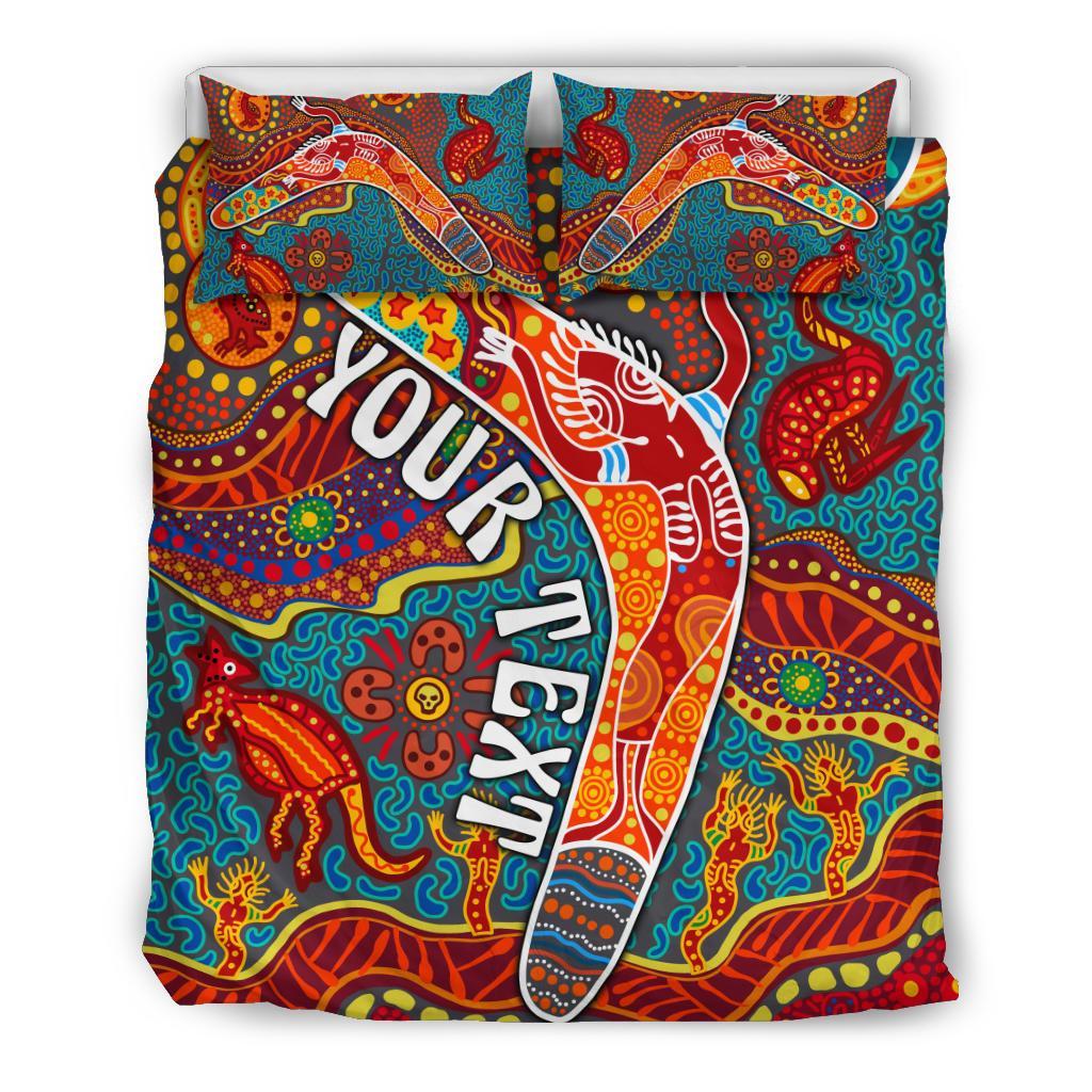 Aboriginal Personalised Bedding Set - Indigenous Boomerang - Vibe Hoodie Shop