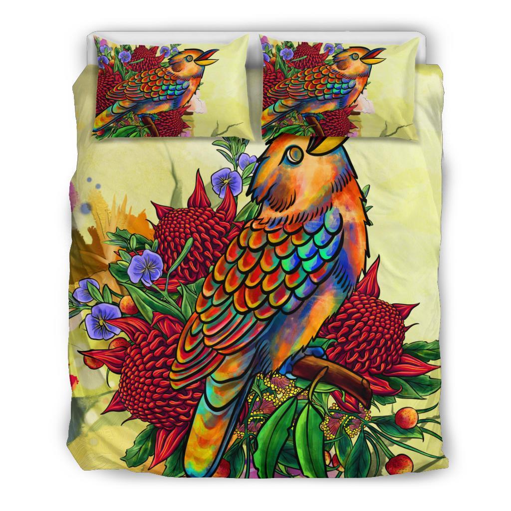 Bedding Set - Australia Kookaburra With Waratah - Vibe Hoodie Shop