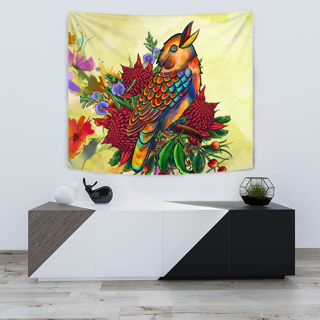 Tapestry - Australia Kookaburra With Waratah - Vibe Hoodie Shop