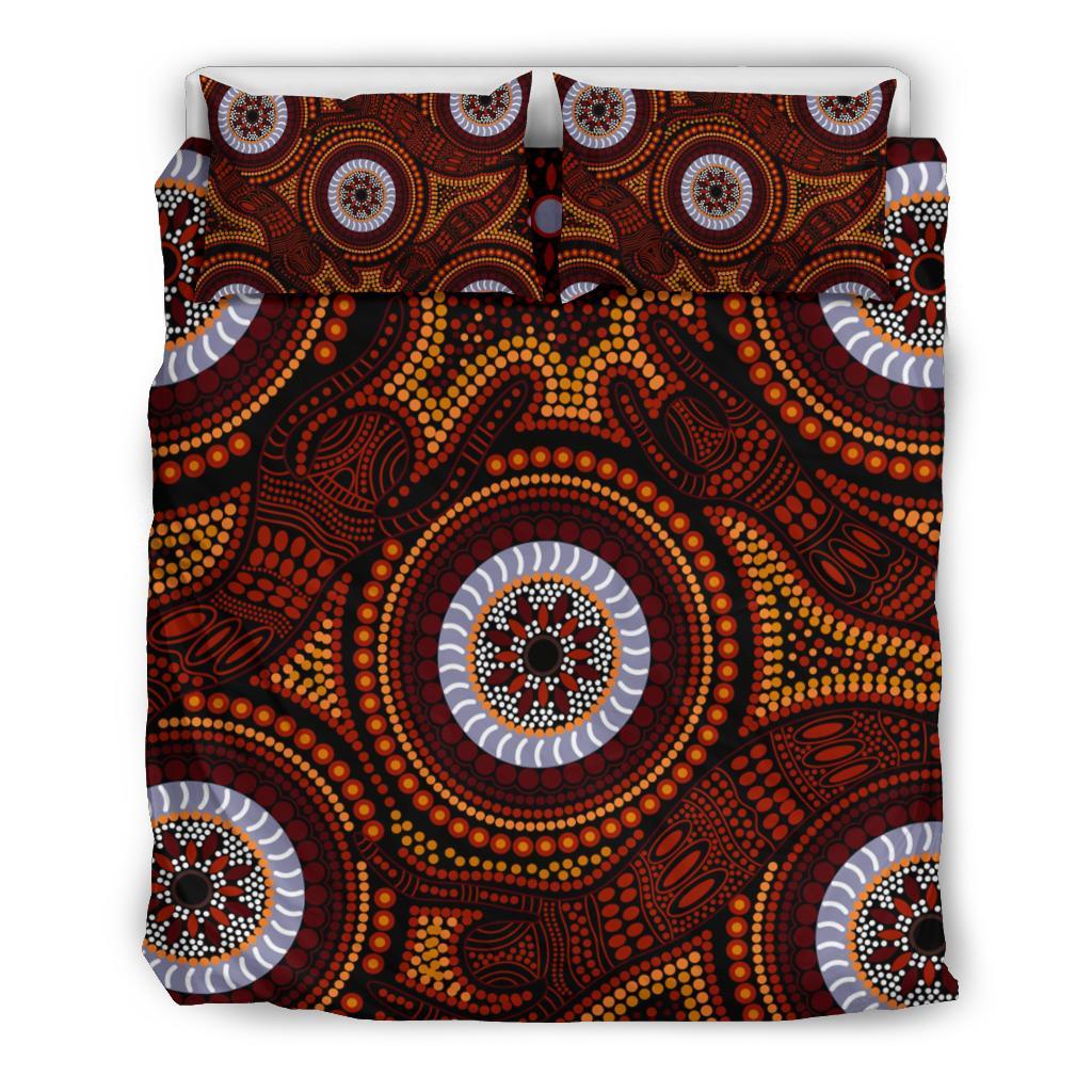 Aboriginal Bedding Set - Aboriginal Human Dot Painting Art - Vibe Hoodie Shop