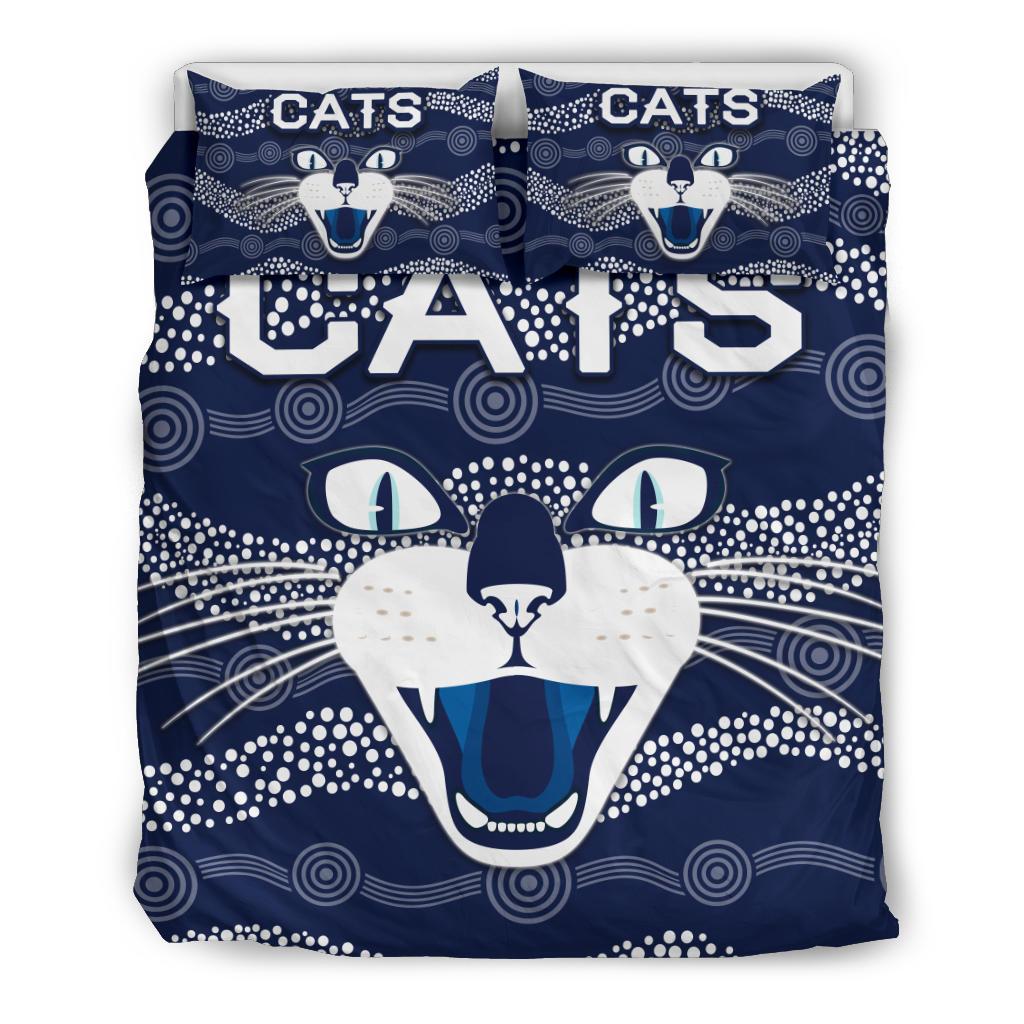 Geelong Bedding Set Cats Indigenous - Navy - Vibe Hoodie Shop