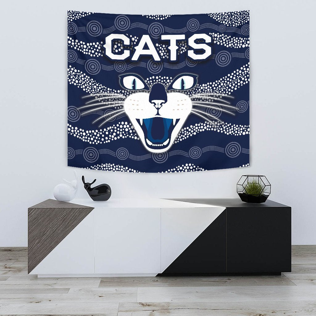 Geelong Tapestry Cats Indigenous - Navy - Vibe Hoodie Shop