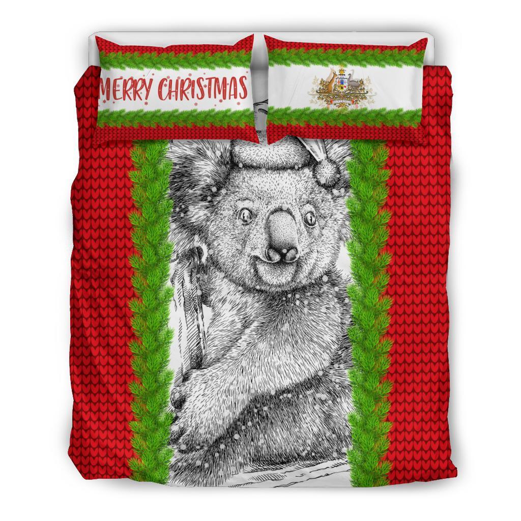 Australia Christmas Bedding Set - Merry Christmas Koala - Vibe Hoodie Shop