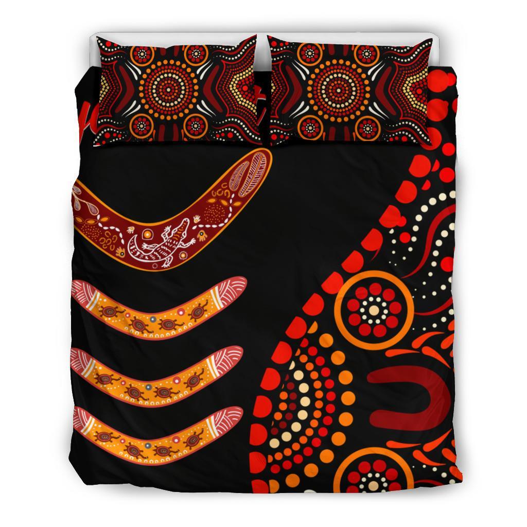 Aboriginal Personalised Bedding Set - Aboriginal Boomerangs With Dot Painting Pattern - Vibe Hoodie Shop