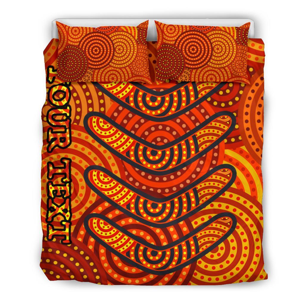 Aboriginal Personalised Bedding Set - Aboriginal Boomerangs And Dot Circle - Vibe Hoodie Shop