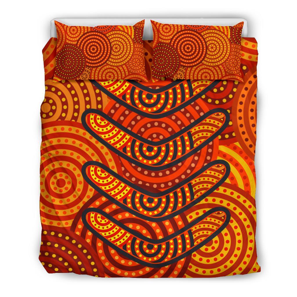 Aboriginal Bedding Set - Aboriginal Boomerangs And Dot Circle - Vibe Hoodie Shop