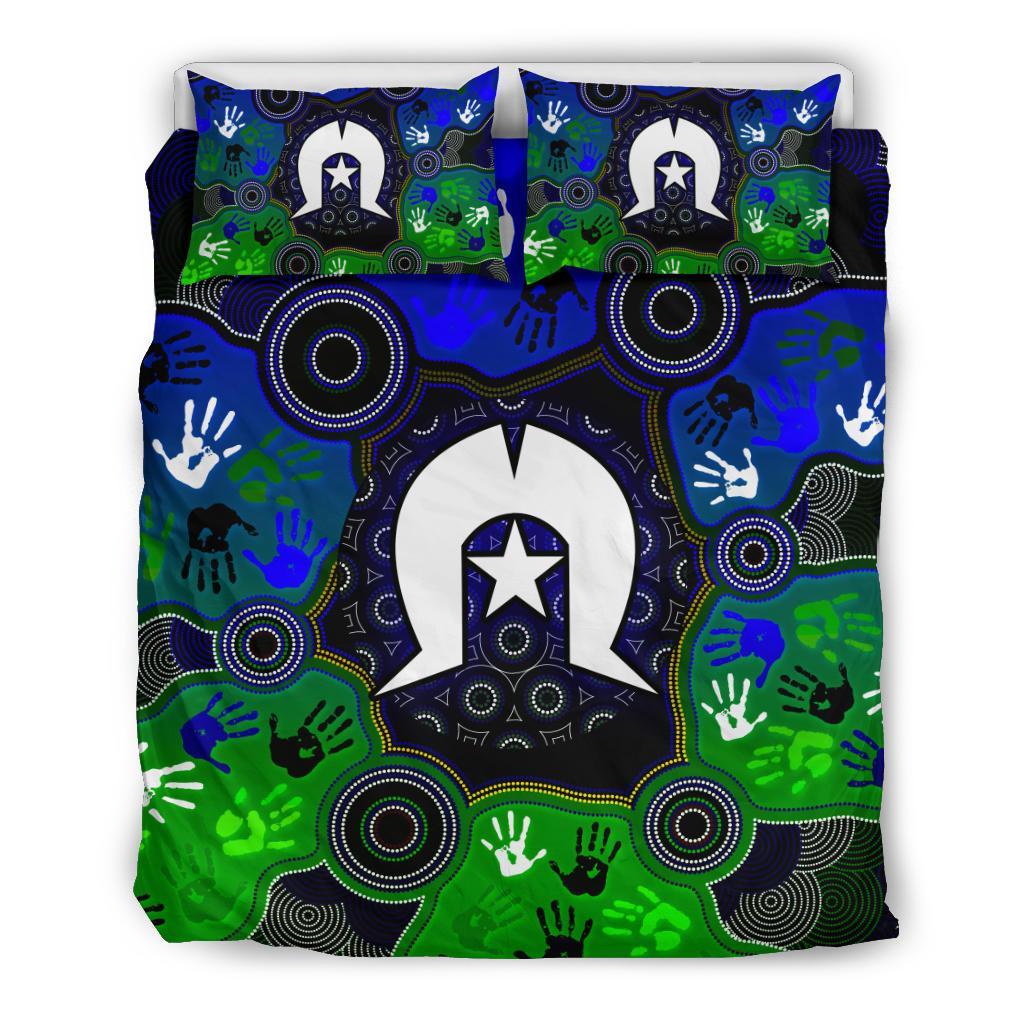 Aboriginal Bedding set - Torres Strait Symbol With Indigenous Patterns - Vibe Hoodie Shop