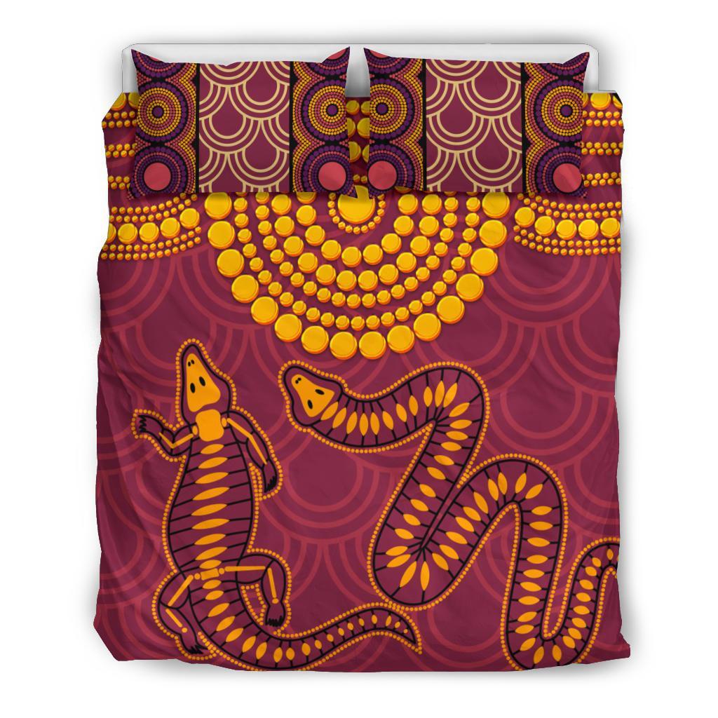 Aboriginal Bedding Set - Aboriginal Snake And Alligator - Vibe Hoodie Shop